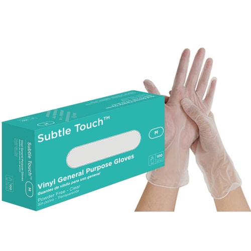 Subtle Touch Vinyl Gloves Powder Free, Clear, Medium